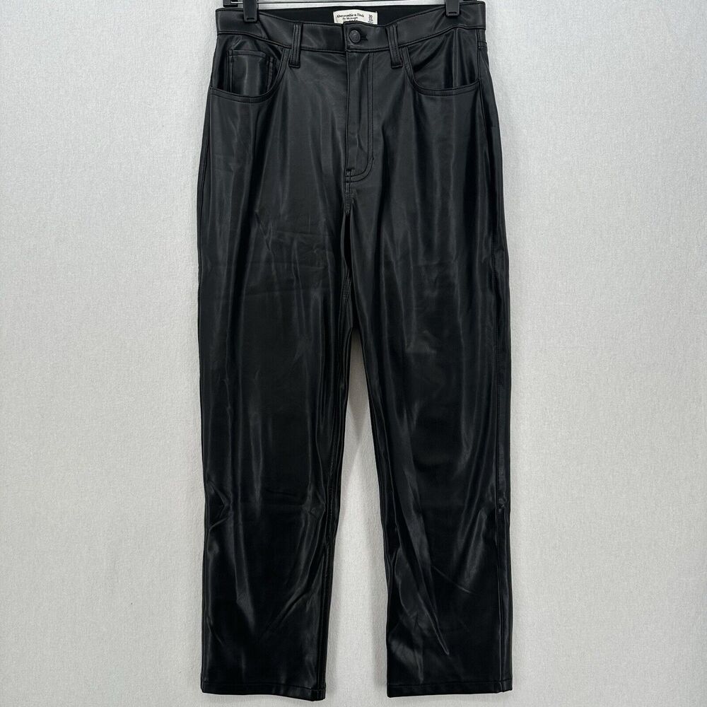 Faux Leather Pants Abercrombie Fitch Womens 30 10 90s Straight Ultra Hi Rise EUC